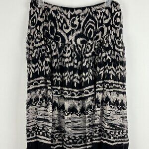 Nine West Flare Skirt Size 6 Elastic Waist 28in Black Gray Pull On Lined Silk